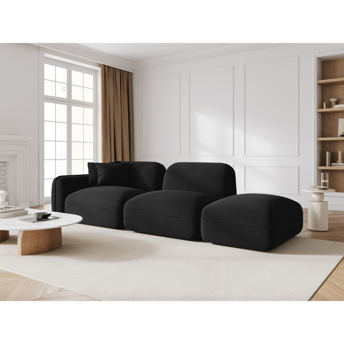 Canapé modulable droit "Lucien" 3 places en velours noir