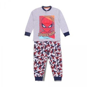 Pigiama Primaverile Spiderman Grigio Lui Marvel Grigio