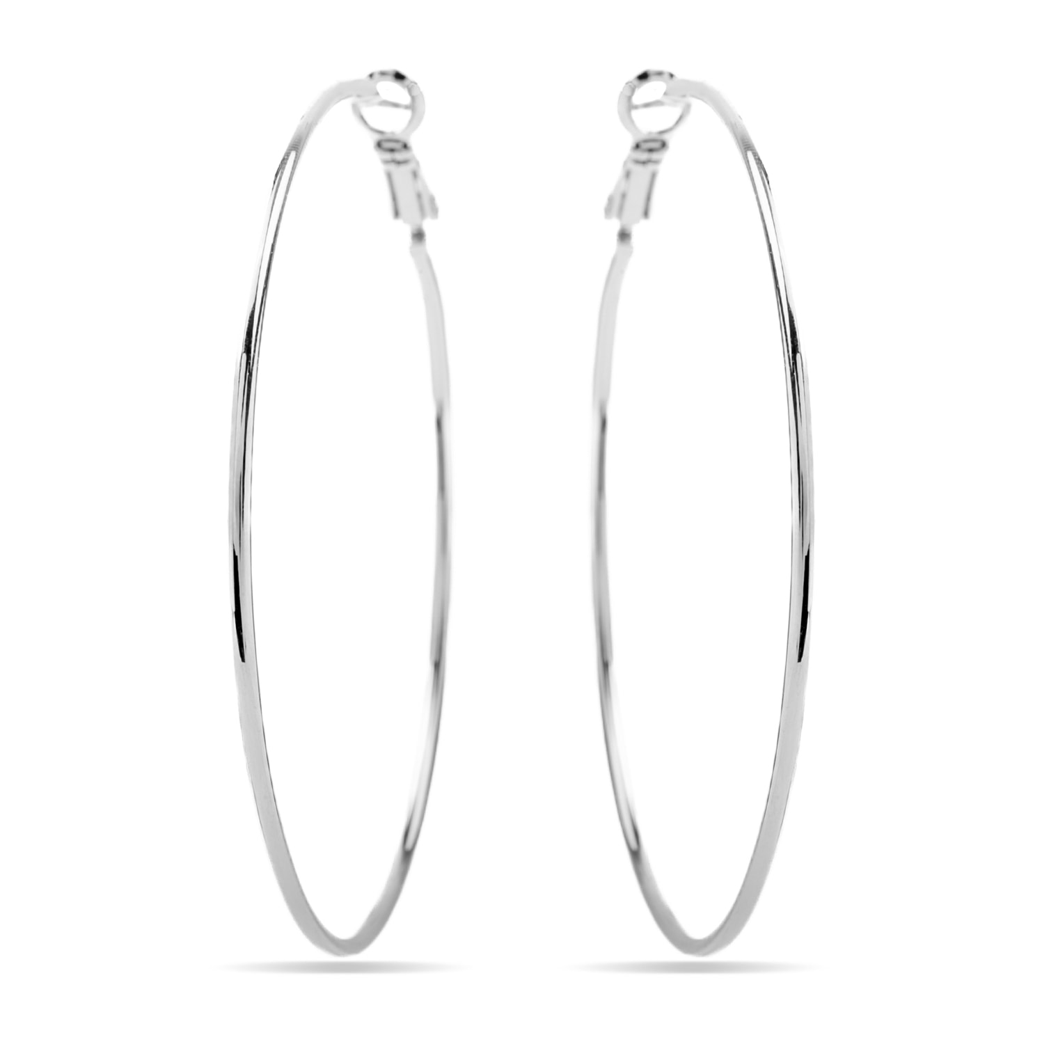 Pendientes de 60mm de diámetro acabados en rodio