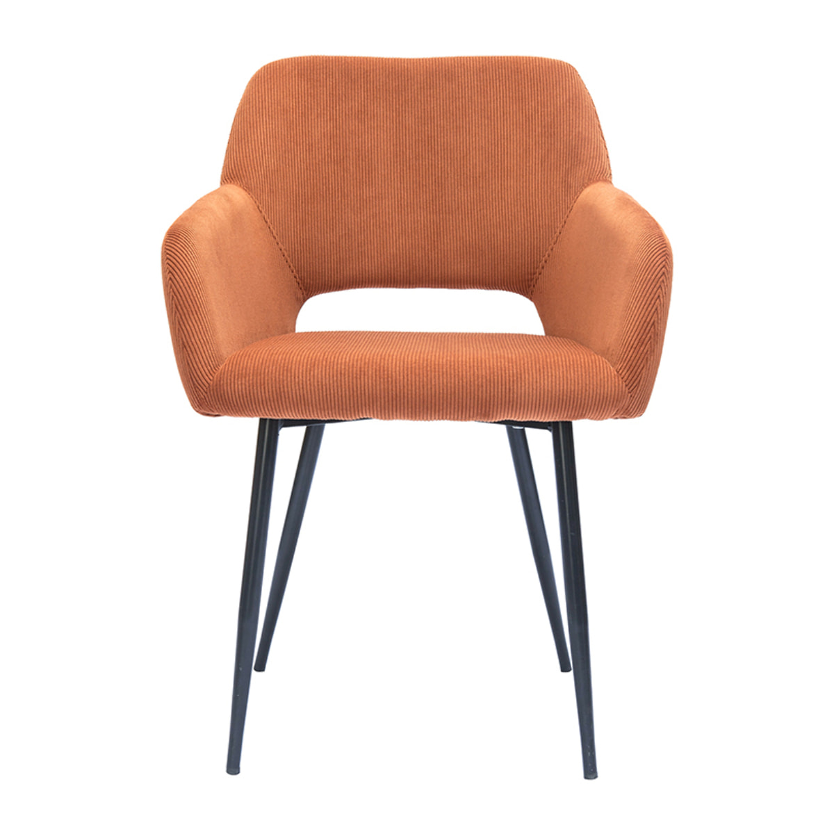 Chaises en tissu velours côtelé terre brûlée et métal noir (lot de 2) LAURETTE