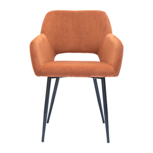 Chaises en tissu velours côtelé terre brûlée et métal noir (lot de 2) LAURETTE