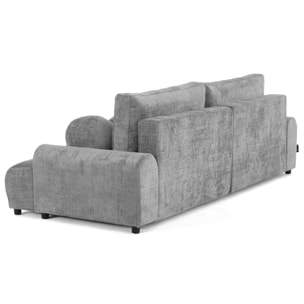 Nelly - canapé d'angle gauche 4 places convertible avec coffre en velours texturé - Gris