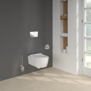 Pack WC suspendu sans bride Avento + abattant + bâti-support sol et mur + plaque blanche