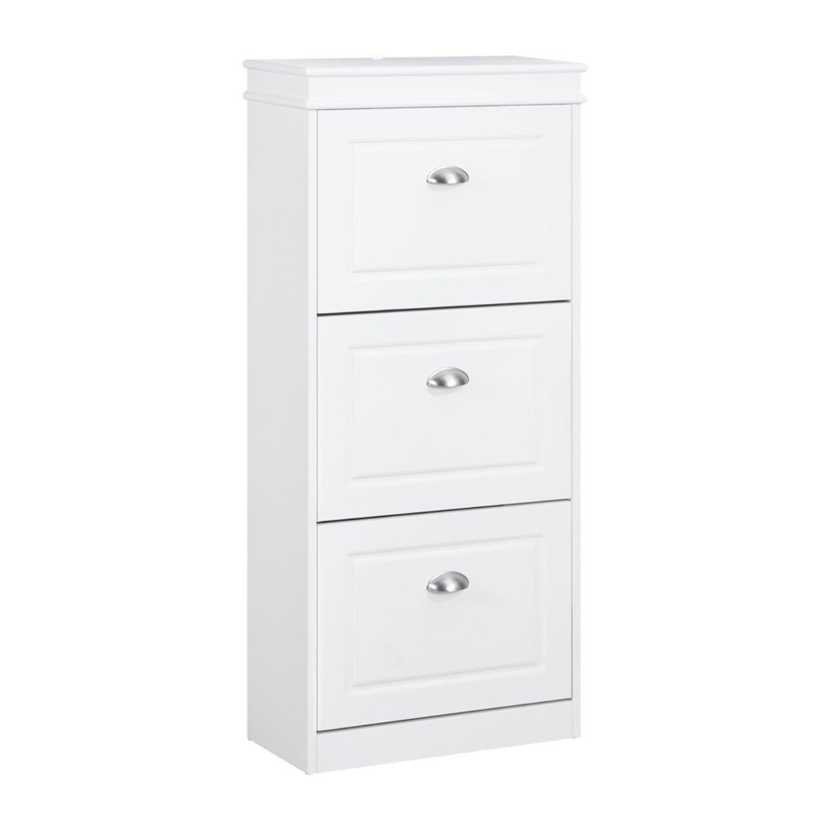 Scarpiera bianca salvaspazio 3 ribalte verticali 53x24x117 cm design bugnato- Vittoria