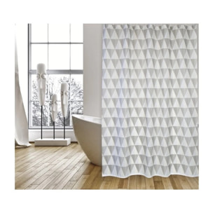 Rideau de douche Polyester NAROK 180X200cm QUALITE PREMIUM Gris & Blanc - Anneaux inclus MSV