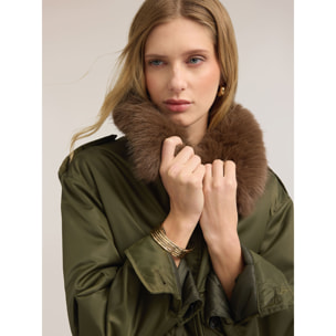 Motivi - Bomber in nylon con collo removibile - Verde militare