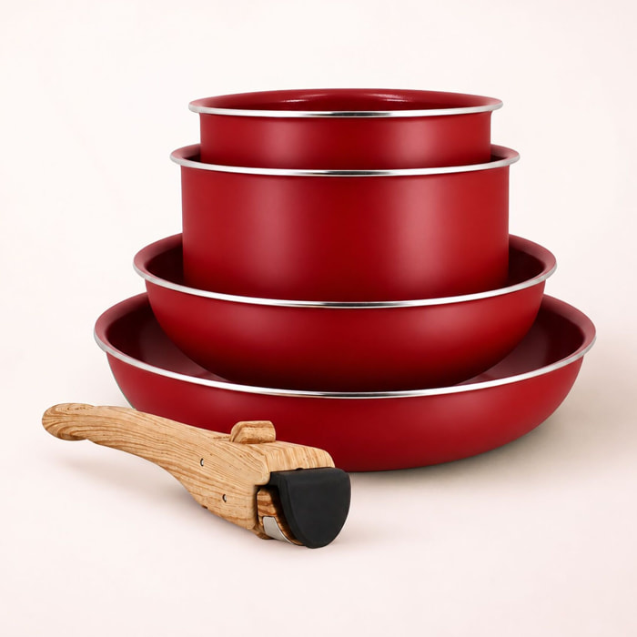 Set de 5 pièces en aluminium recyclé magenta - tous feux