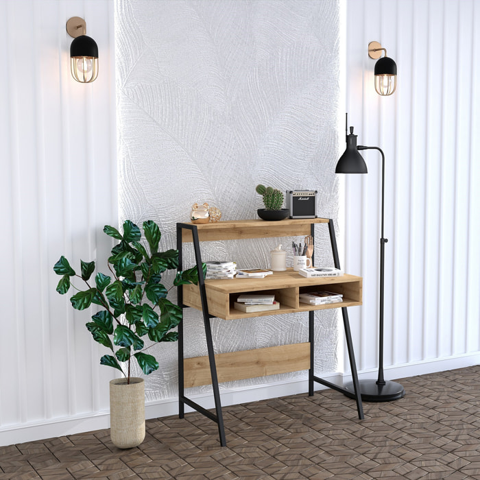 Escritorio,100% tablero de aglomerado rechapado en melamina, color roble