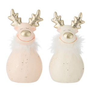 J-Line figurine Renne - céramique - mix - large - 2 pièces