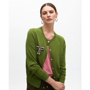 Cardigan Due Pezzi con Gioiello Fiocco