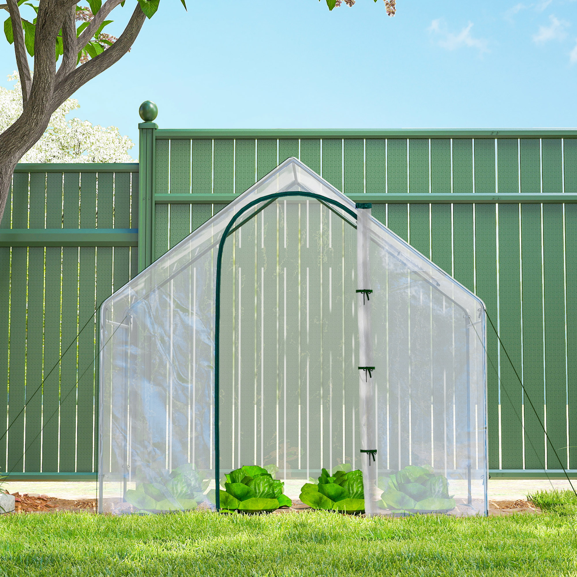 Invernadero Pequeño, Invernadero de Exterior con Ventana y Puerta con Cremallera, Marco de Acero, Cubierta de Plástico Impermeable Anti-UV para Cultivar Plantas, 180x100x168 cm, Transparente
