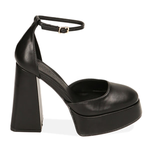 Zapatos de salón con plataforma negros, tacón de 12 cm