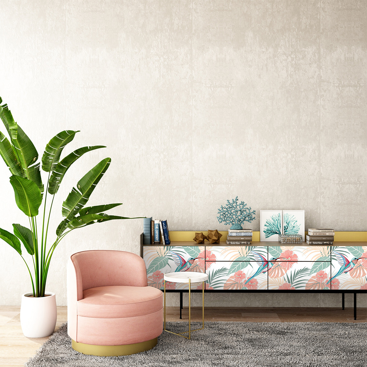 Sticker meuble tropical Faaa 40 x 60 cm