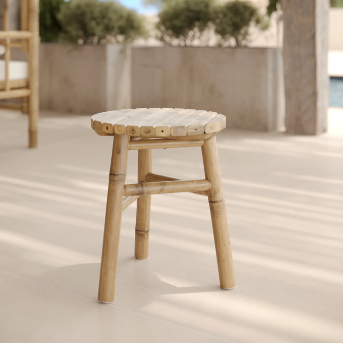 Tabouret de jardin en bambou H38 cm - Eli