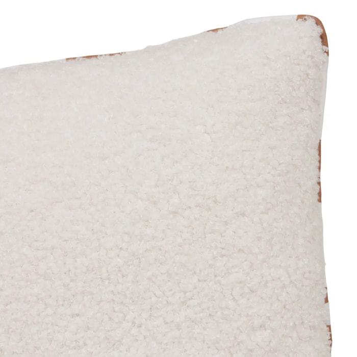 Coussin reversible bouclette/rayures Jaiko 38x58cm blanc et orange