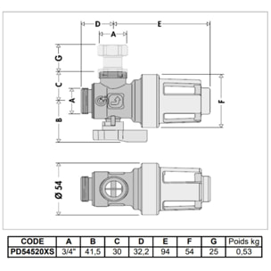 Pot de décantation Dirtmag XS extra small 3/4' U545900 THERMADOR - PD54520XS
