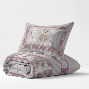 Parure copripiumino peluche rosa 100% cotone