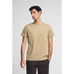 Camiseta marrón claro con cuello redondo y bordado Rigby Go