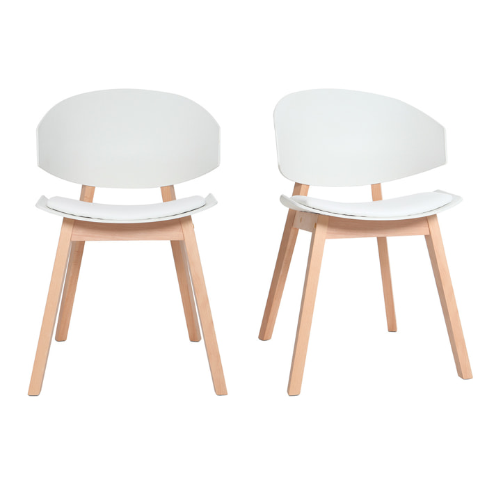 Chaises scandinaves blanc et bois clair (lot de 2) BLOEM