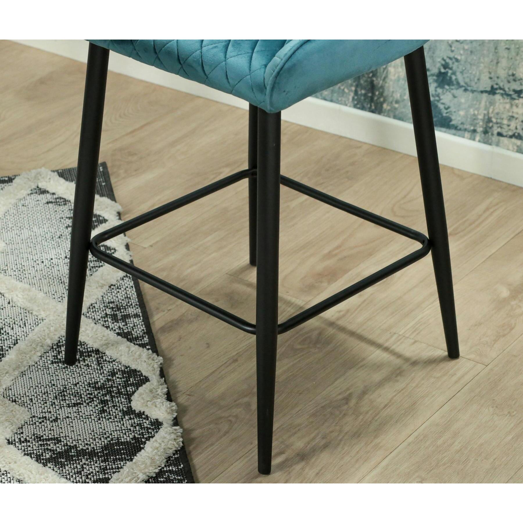 Chaise de bar velours bleu (lot de 2) ARLINGTON