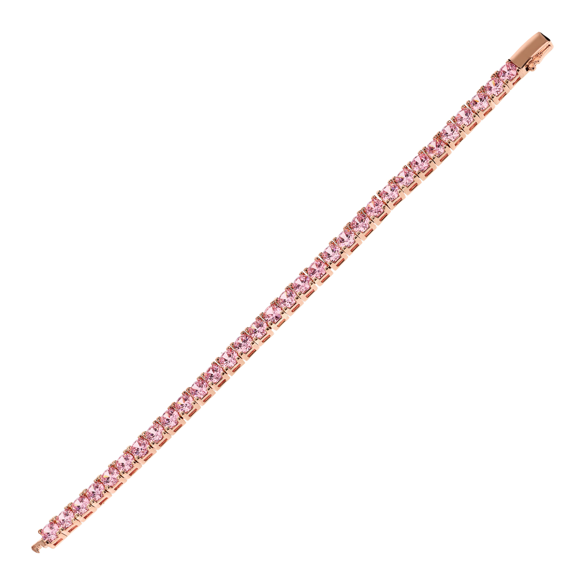 Bracciale Tennis Maxi con Cubic Zirconia Tonde Rosa