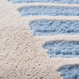 NELY - Tapis de salon à poils ras motif arc - Bleu