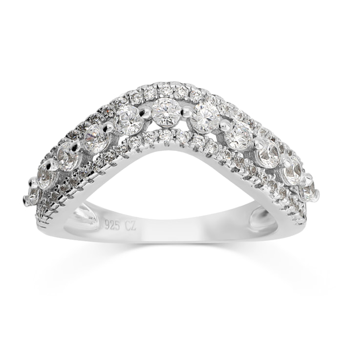 Anello Riviera Onda in Argento 925 con Cubic Zirconia