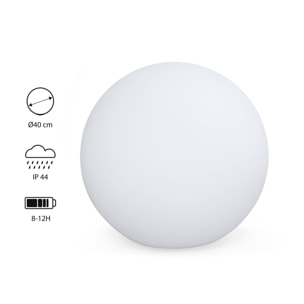 Boule LED 40cm – Sphère décorative lumineuse. Ø40cm. blanc chaud. commande à distance