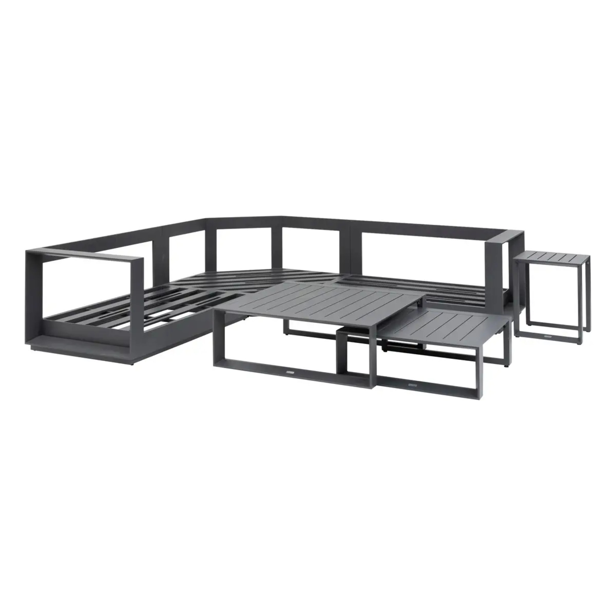 Salon d'angle de jardin "Allure" graphite 5 places en aluminium et polyester