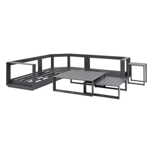 Salon d'angle de jardin "Allure" graphite 5 places en aluminium et polyester