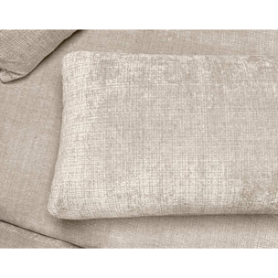 Miro - Canapé d'angle droit 4 places convertible avec coffre en velours texturé - Beige