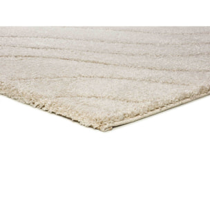 MOLIER Alfombra shaggy con formas abstractas en blanco, varias medidas disponibles.