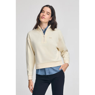 Felpa ecrù boxy fit con logo in gomma Polo Club