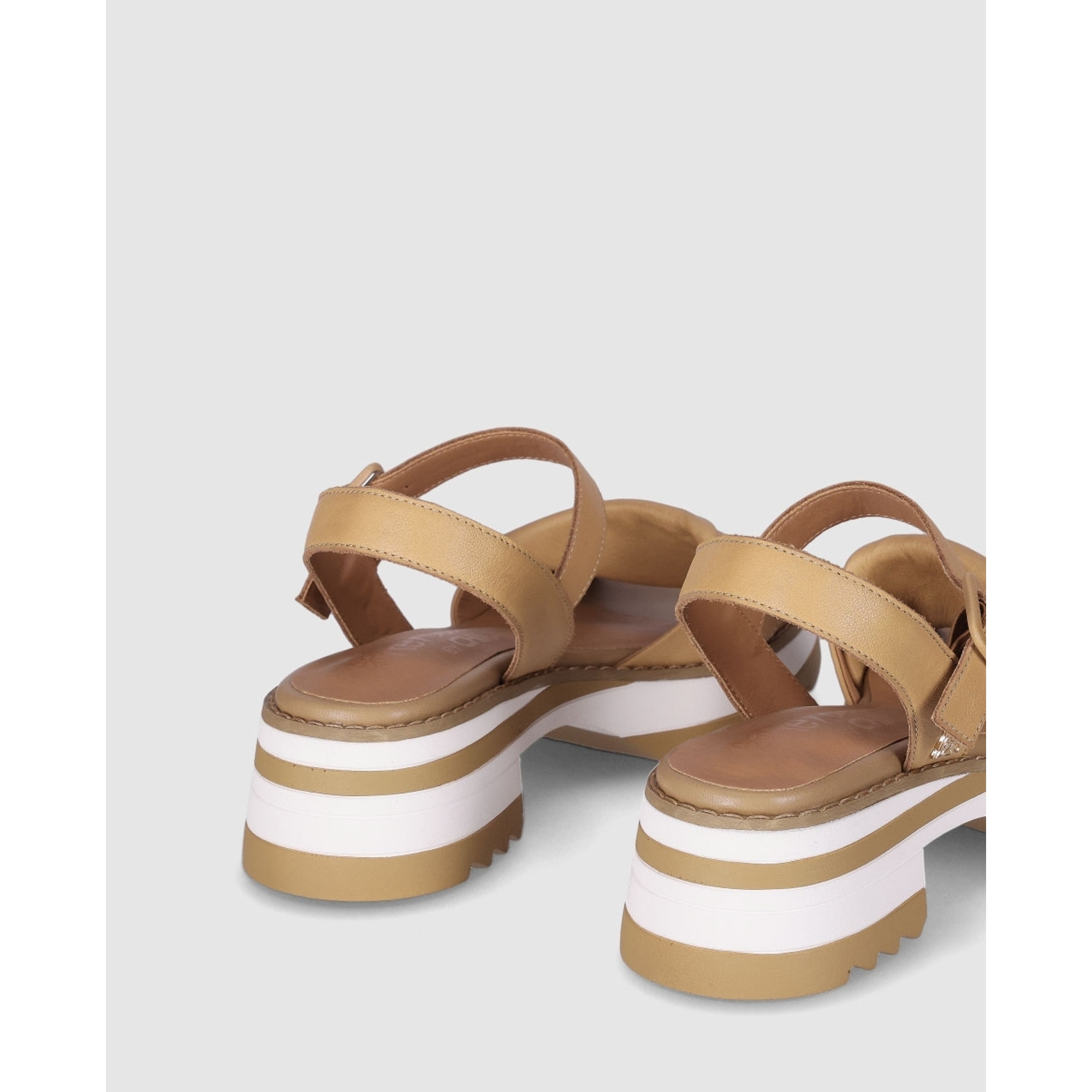 Sandalias de Piel - Beig - Tacón: 4 cm