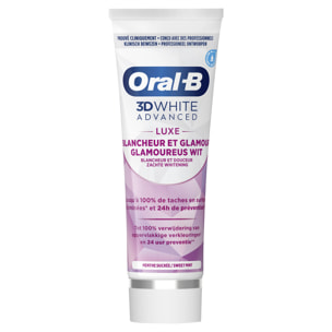 2x2 Dentifrices Oral-B 3D White Luxe Glamor White 75 ml