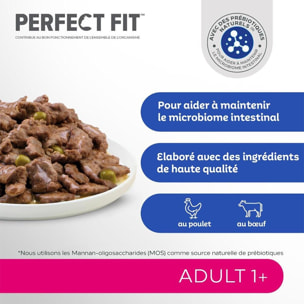 PERFECT FIT Sachets fraîcheur sauce poulet boeuf pour chat adulte