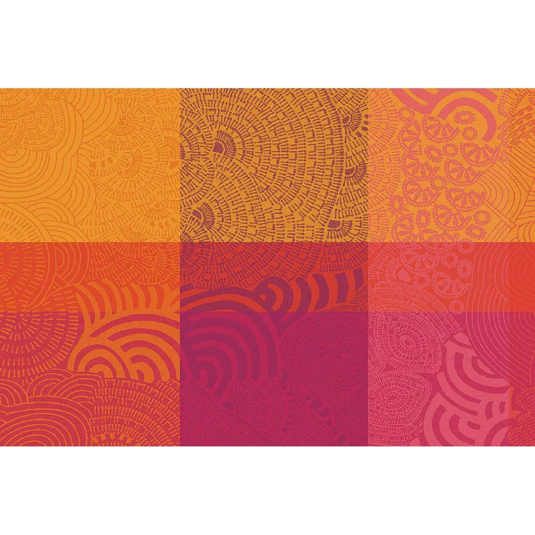 Set pur coton motif jacquard multicolore Mille rainures flamboyant