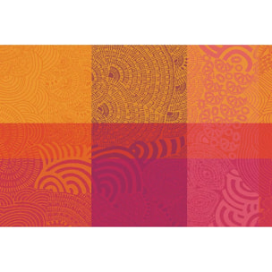 Set pur coton motif jacquard multicolore Mille rainures flamboyant