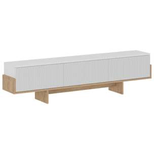 LEESBURG Meuble TV avec placards blanc et bois 180cm