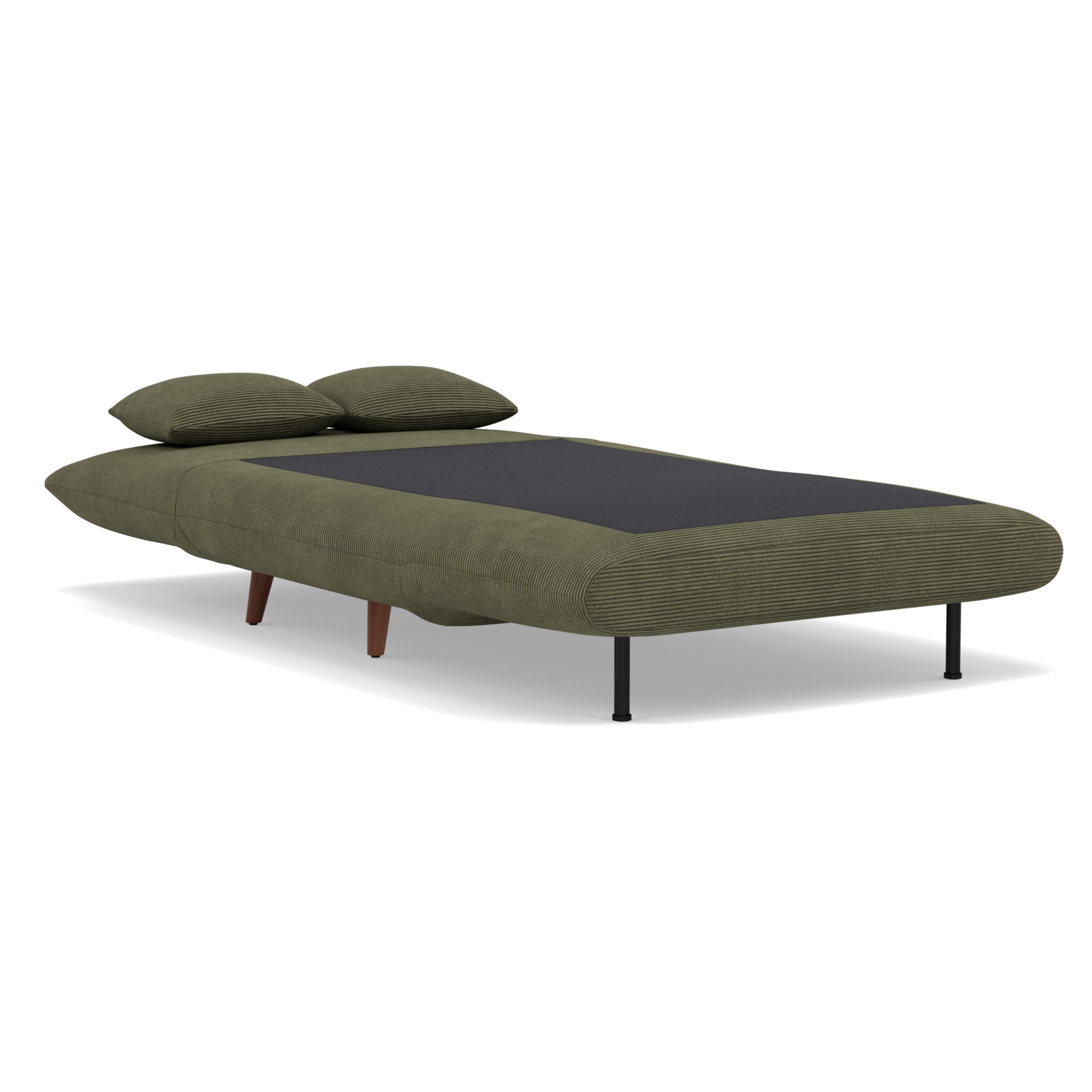 Lumi - Banquette convertible clic-clac 1 place en velours côtelé - Vert