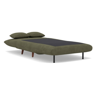 Lumi - Banquette convertible clic-clac 1 place en velours côtelé - Vert