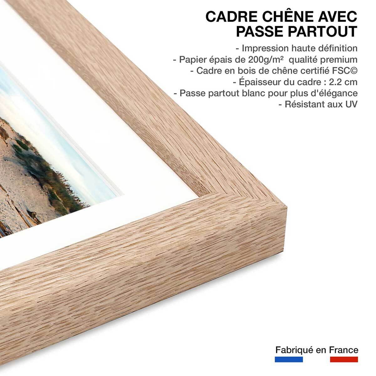 Affiche blockhaus art love Affiche + cadre en bois - Chêne