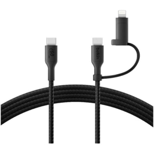 Adaptateur USB BELKIN 2-en-1 USB-C et Lightning 1m50 noi