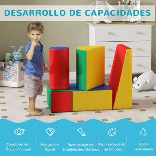 Juego de 5 Bloques de Espuma para Niños, Bloques de Psicomotricidad, Figuras de Construcción, Juguete para Aprendizaje para Escalar y Gatear, Multicolor