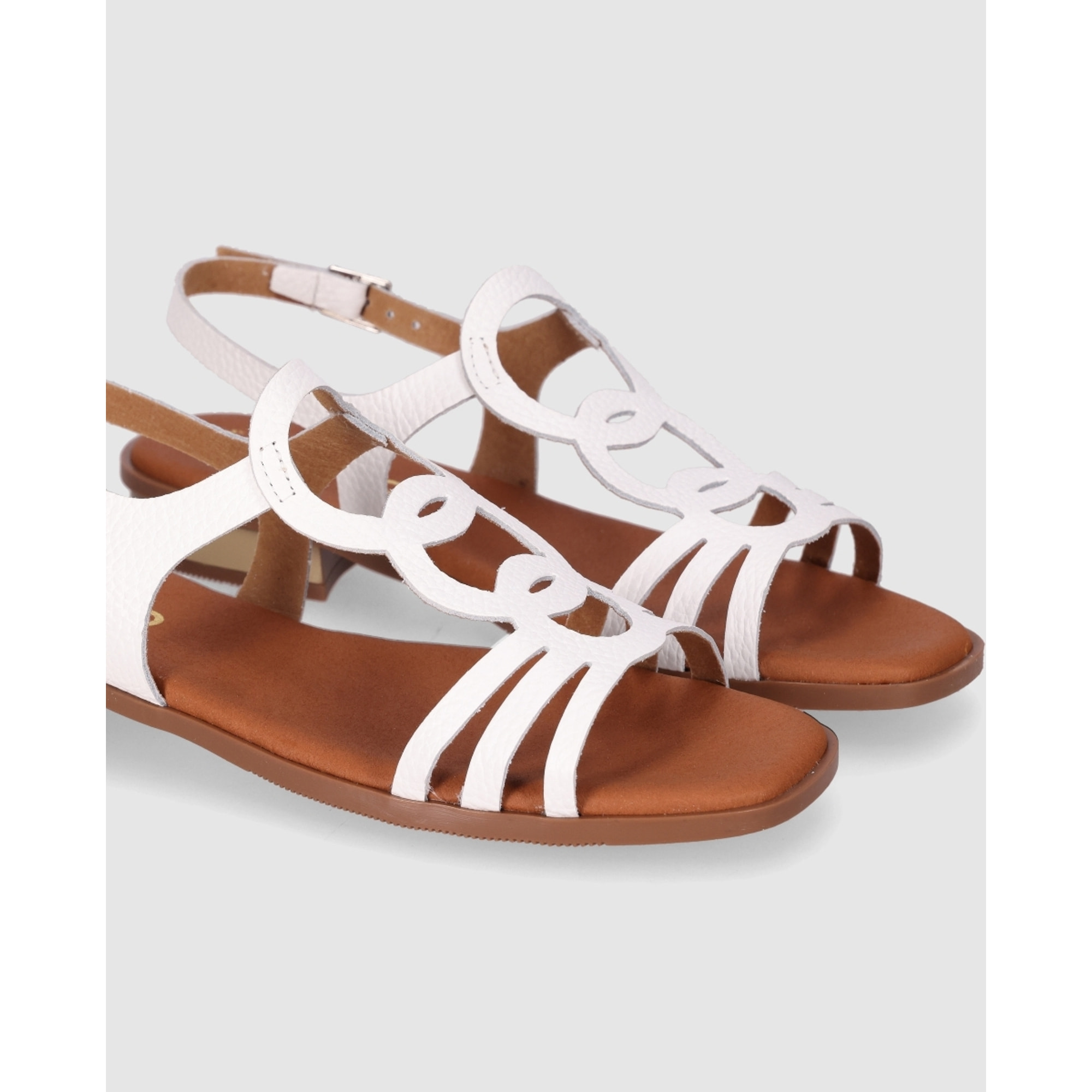 Sandalias de Piel - Blanco - Tacón: 3 cm