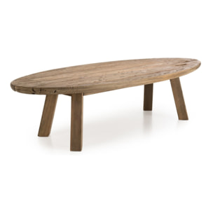 SANDY - Table basse ovale marron bois Pin recyclé