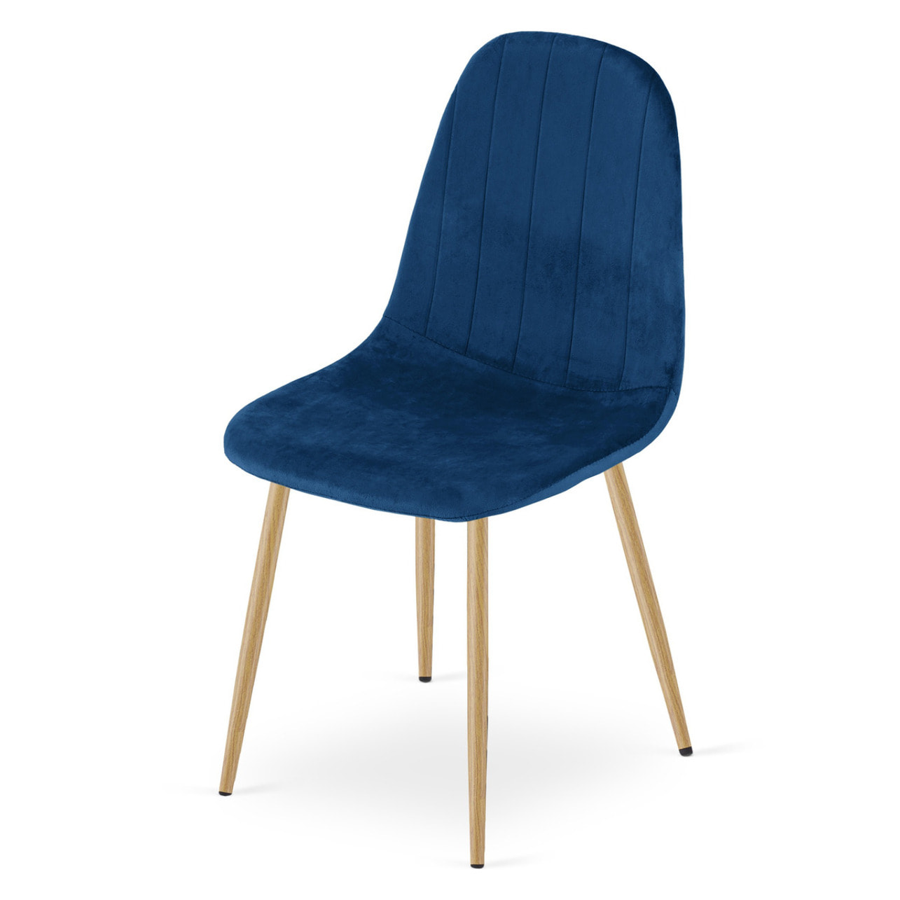 Set di 4 sedie Padva in velluto blu e gambe effetto rovere