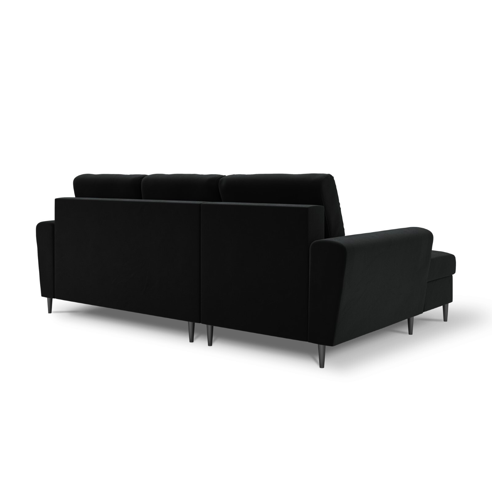 Canapé d'angle gauche convertible avec coffre de rangement "Kyoto" 4 places en velours noir