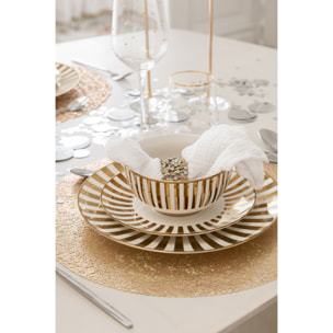 J-Line assiette Lignés - porcelaine - or/blanc - large