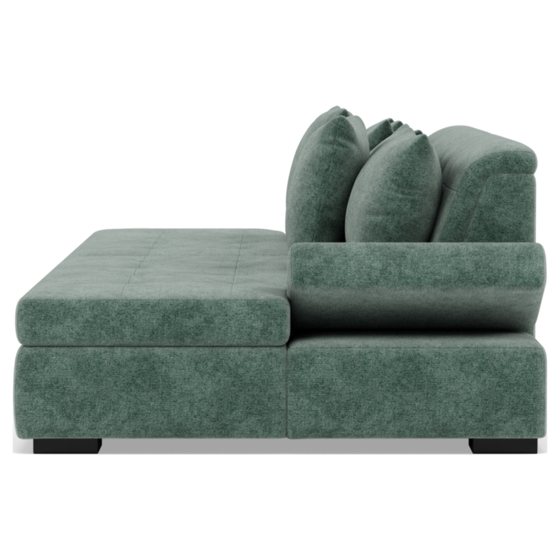 Vermont - canapé droit 4 places avec double méridienne - assise profonde - en velours texturé - Vert